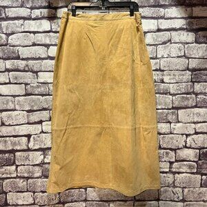 Stan Herman Leather Suede Camel Colored Skirt Size 16